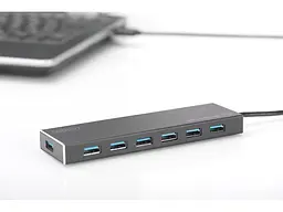 Мультипортовий адаптер Digitus Hub 7-port USB 3.0 SuperSpeed, Power Supply, Aluminum (DA-70241-1) - мініатюра 8