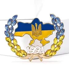 Брошка пшениця Жовто-блакитна, колоски, колосок, брошка символ України