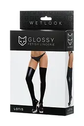 Панчохи Lotis Glossy Shiny Wetlook, S (чорний) - мініатюра 3