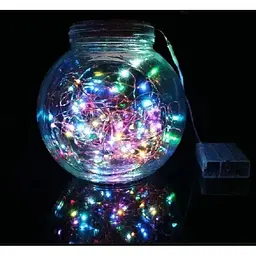 Світлодіодна гірлянда нитка крапля роси 4.5 м 50 led батарейки RGB