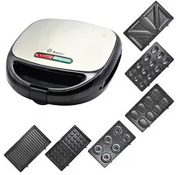 Бутербродниця мультимейкер-гриль 6 в 1 Domotec MS 7706 1000 Вт