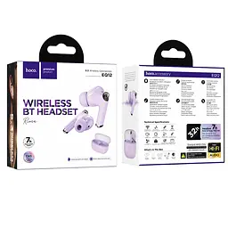 Бездротові TWS навушники Hoco EQ12, вакуумні, BT5.3, 40mAh, 350mAh, 7h, 32h, purple - мініатюра 4