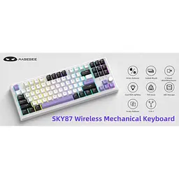 Клавіатура MageGee SKY 87 RGB Wireless Ivory White Switch Ice Purple (6971969728486-UA) [164308] - мініатюра 9