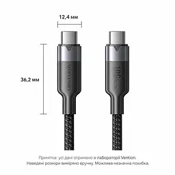 Кабель Vention TRGBH USB-C - USB-C USB 3.2 Gen 2 PD 100 Вт 4K 2 м чорний (TRGBH) - мініатюра 2