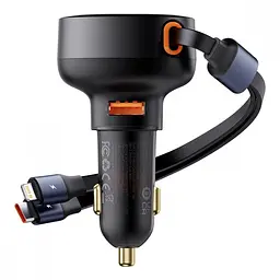 АЗП Baseus Enjoyment Pro 60W (USB) + Retractable Type-C+Lightning Cables - мініатюра 10