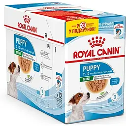 Уцінка. Набір вологого корму Royal Canin Mini Puppy для цуценят собак дрібних порід 1.02 кг (12 шт. х 85 г) - мініатюра 1