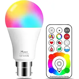 Світлодіодні RGB-лампи Mobri B22 зі зміною кольору з дистанційним керуванням, 75-ватні еквівалентні
