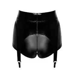 Шортики Noir Handmade F325 Glam, XXL, black, вініл, висока талія, кріплення для панчіх, з доступом - мініатюра 7
