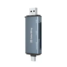 Зчитувач флеш-карт ColorWay USB 2.0/USB-C to CF/SD/MicroSD (CW-CR-01) - мініатюра 3