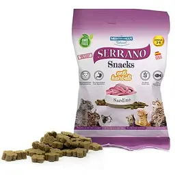 Натуральні ласощі для котів SERRANO з функцією виведення грудочок шерсті сардина 50 г