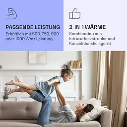 Інфрачервоний обігрівач конвектор Klarstein La Palma 2в1 1000 Вт (10039837) - мініатюра 7