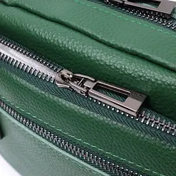 Яскрава жіноча сумка з накладною кишенею з натуральної шкіри Vintage 22639 зелена