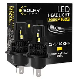 Автолампа Solar LED H4 12/24V 30W 3000Lm 6500K CSP3570 2шт(8404S2)