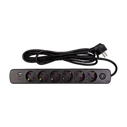 Мережевий фільтр живлення PowerPlant 3м, 6 розеток, USB (YS-N6086/3c) (EX610662) - мініатюра 2