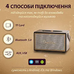 Портативна колонка OneDer D6BR D6 BT/TF/USB/AUX 40 Вт, коричнева - мініатюра 6