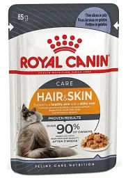 Вологий корм для дорослих кішок Royal Canin HAIR&SKIN IN JELLY (Желе) підтримка здоров'я шкіри та шерсті 85 г