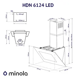 Витяжка декоративна похила Minola HDN 6124 BL LED - мініатюра 12