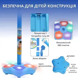 Музичний караоке мікрофон для дітей зі стійкою, підсвічуванням і вбудованими піснями - мініатюра 9