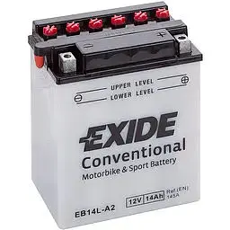 Мото акумулятор EXIDE CONVENTIONAL 6СТ-14Ah АзЕ 12В 145А (EN) EB14L-A2 - мініатюра 2