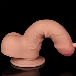 Фалоімітатор LoveToy Sliding-Skin Dual Layer Dong 7" 18.3 см тілесний - мініатюра 10