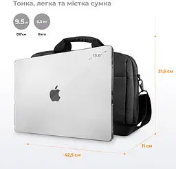 Сумка для ноутбука 16 дюймов 2E Melange 16 Black Graphite - мініатюра 6