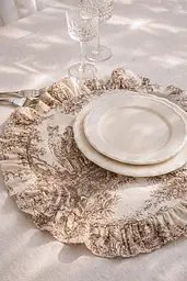 Серветка сервірувальна з рюшами Ecotton Italiano Beige 43х43 водовідштовхуюча (25576) - мініатюра 2