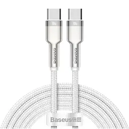 Кабель Baseus Cafule Metal Type-C to Type-C 100W (2m) white (CATJK-D02)