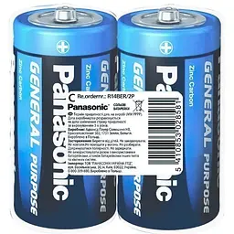 Батарейка Panasonic R14BER/2P GENERAL PURPOSE вугільно-цинкова C (R14) плівка 2 шт.