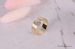 Каблучка з жовтого і білого золота з фіанітом 20 K-0262