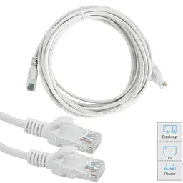Кабель для інтернету Cat 5E "HX" білий патч корд 4.5м - LAN кабель для роутера RJ45 - мініатюра 2
