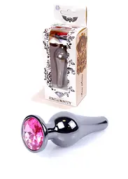Анальна пробка B - Series HeavyFun Jawellery Dark Silver, рожева Boss Series 64-00053 103406 - мініатюра 1