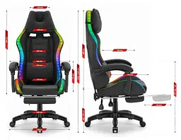 Комп'ютерне крісло Hell's HC-1039 LED RGB (тканина) - мініатюра 9