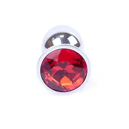 Анальна пробка із кристалом B-Series Jewellery Silver Plug Red, 7х2.7 см, червоний - мініатюра 2