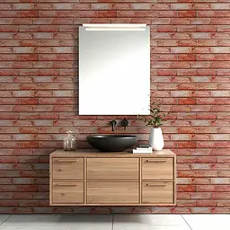 Декоративна панель Sticker Wall ПВХ 960х480х4мм Коричнево-рожева цегла SW-00001426 - мініатюра 7