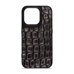 Кожаный чехол для Apple iPhone 14 Pro, Harder Kaiju Skin, черный, термополиуретан ТПУ + экокожа с эффектом текстуры монстра, панель, защита корпуса, противоударный, микрофибра, рамка вокруг камеры, защита всего корпуса, (ARM76857)