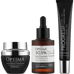 Набір для обличчя Keenwell Optima Активне омолодження: денний крем + сироватка + гель для очей