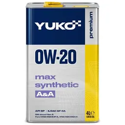 Моторна олива Yuko MAX SYNTHETIC A&A 0W-20 API SP 4л (4823110401514)