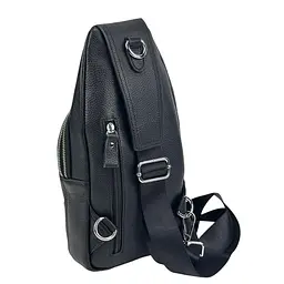 Шкіряний чорний слінг через плече Tiding Bag A25F-6809-1A чорний - мініатюра 5