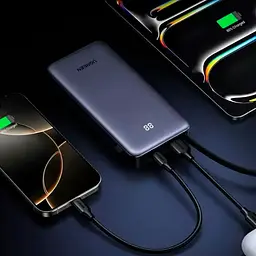 Power Bank Ugreen PB536 20000mah 45W Built-In USB-C Cable LED (55988B) Gray UA - мініатюра 3