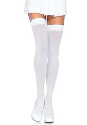 Щільні непрозорі панчохи Leg Avenue Opaque Nylon Thigh Highs White, One Size - мініатюра 1