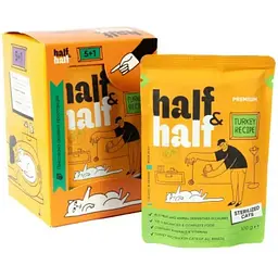 Набір вологих кормів Super Cat Half&Half "5+1" для стерилізованих котів, шматочки з індичкою в желе, паучі, 6 шт*100 г