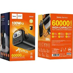 Зовнішній акумулятор Hoco DB160 Astrum 60000mAh 100W Black [134980] - мініатюра 5