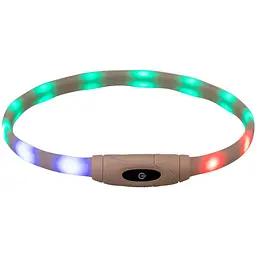 Нашийник Trixie силіконовий, що світиться, з USB, різнокольоровий, XS–XL, 65 см × 16 мм