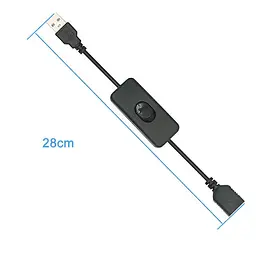 Кабель питания USB с выключателем 28 см черный - миниатюра 2