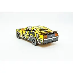 Дерев'яний 3D конструктор Muscle car GT PuzzleOk Puz-00638 162 деталі жовтий  - мініатюра 3