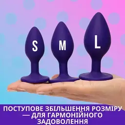 Анальна пробка I’MCUM Crystal Harmony Розмір M 7.6x3.5 см Силіконова Фіолетова (IM-KGS201_M_purp) - мініатюра 4