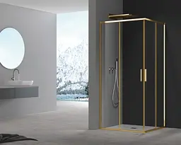 Душова кабіна без піддону Koer Sr SC10-90x90x195-TR-12 прозоре скло Easy Clean 6мм, матове золото KR5943, Золотий, прозорий, золотий - мініатюра 2