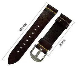Шкіряний ремінець Primolux C052B Steel buckle для годинника Honor MagicWatch 2 46 мм Dark Brown - мініатюра 3