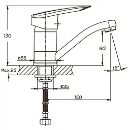 Змішувач для умивальника Haiba Disk 555 HB0058 Хром - мініатюра 2