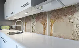 Вініловий кухонний фартух Happy Pocket Сакури та Скульптури наклейка для кухні Люди Бежевий 65х250 см Z181634